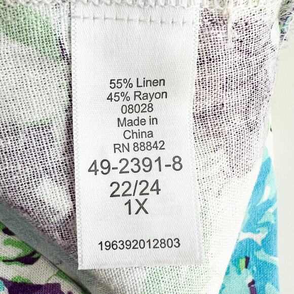 Woman Within 1X Linen Skirt Womens Plus Size Floral A-Line Artsy Summer Teacher - Picture 6 of 8